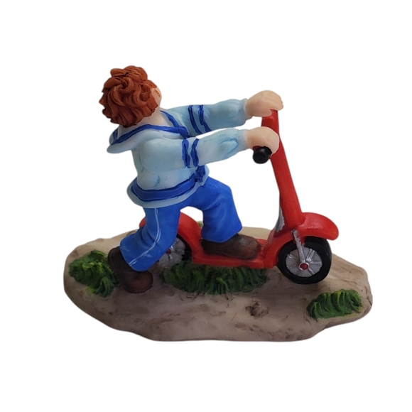 Santa's Workshop 2002 Boy On Scooter Accessory VTG Christmas Village - Picture 7 of 9